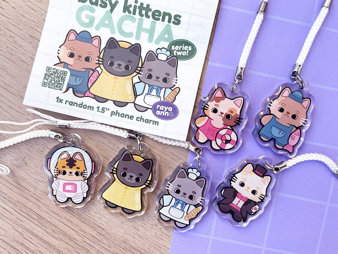 Busy Kittens Gacha Series 2 | Blind Bag Phone Charm