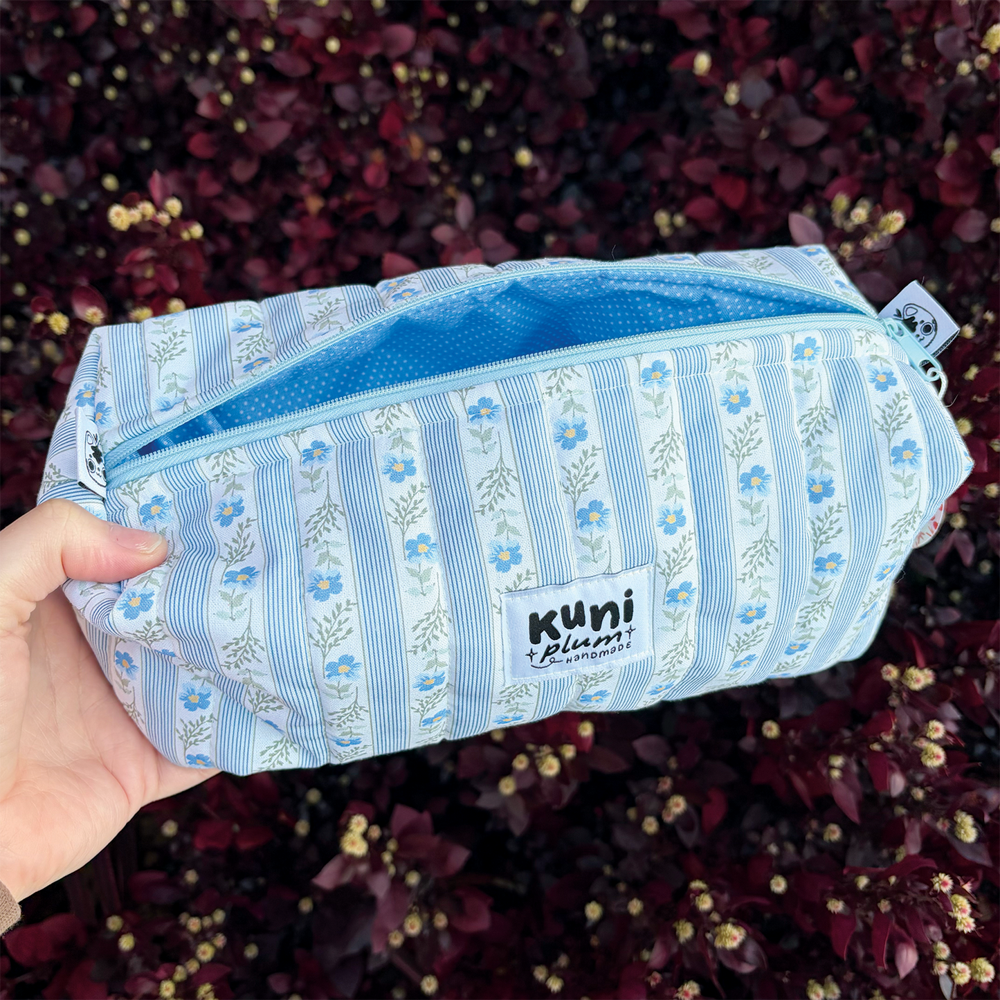 Blue Floral Boxy Pouch