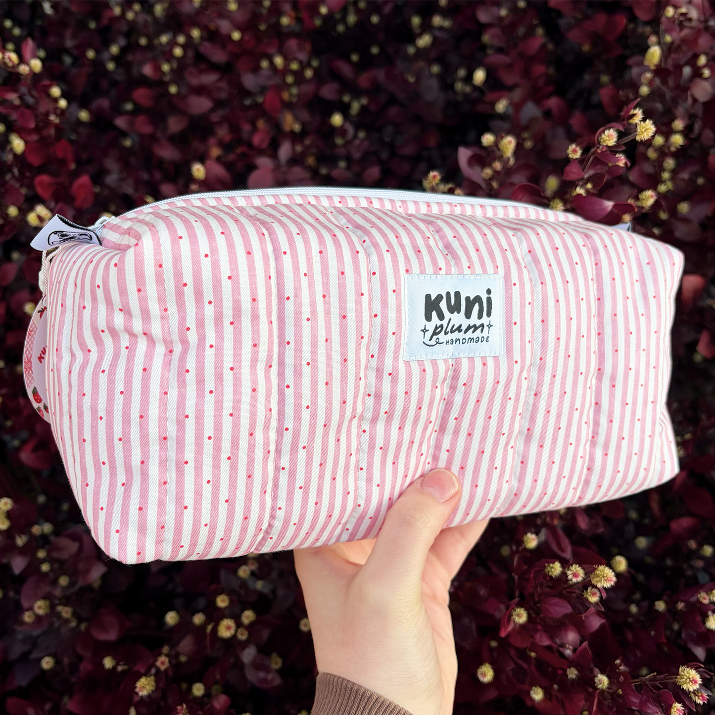 Pink Stripe Boxy Pouch