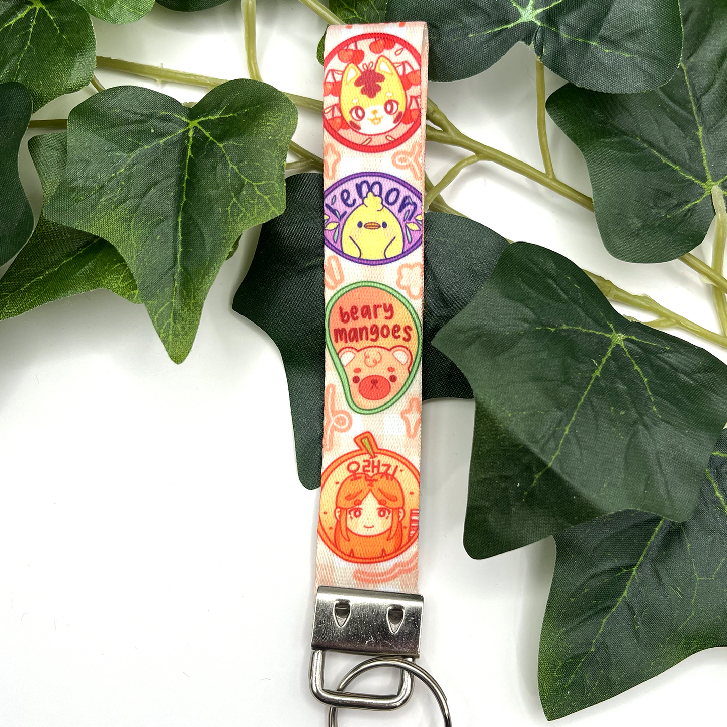 Fruit Stickers Lanyard Keychain