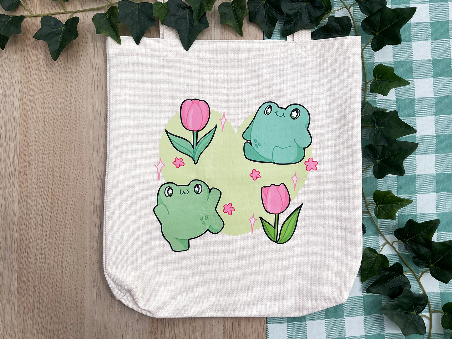 Tulip Frogs Tote Bag