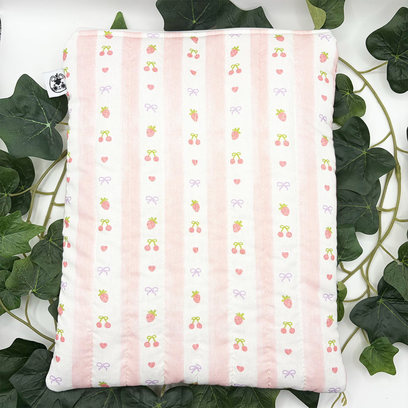 Large Fruit Stripes Quilted Book Sleeve