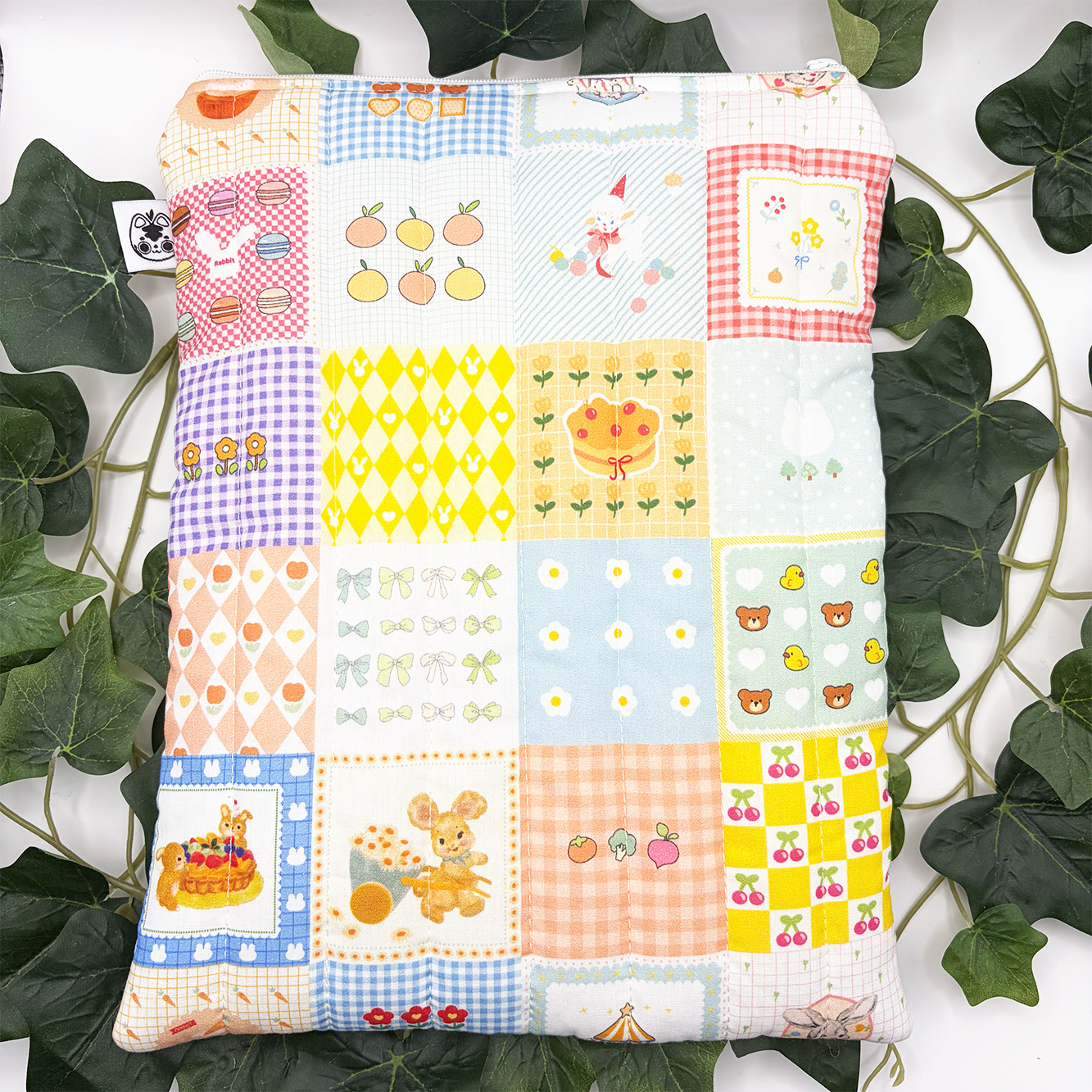 Large Vintage Style Patchwork Quilted Book Sleeve