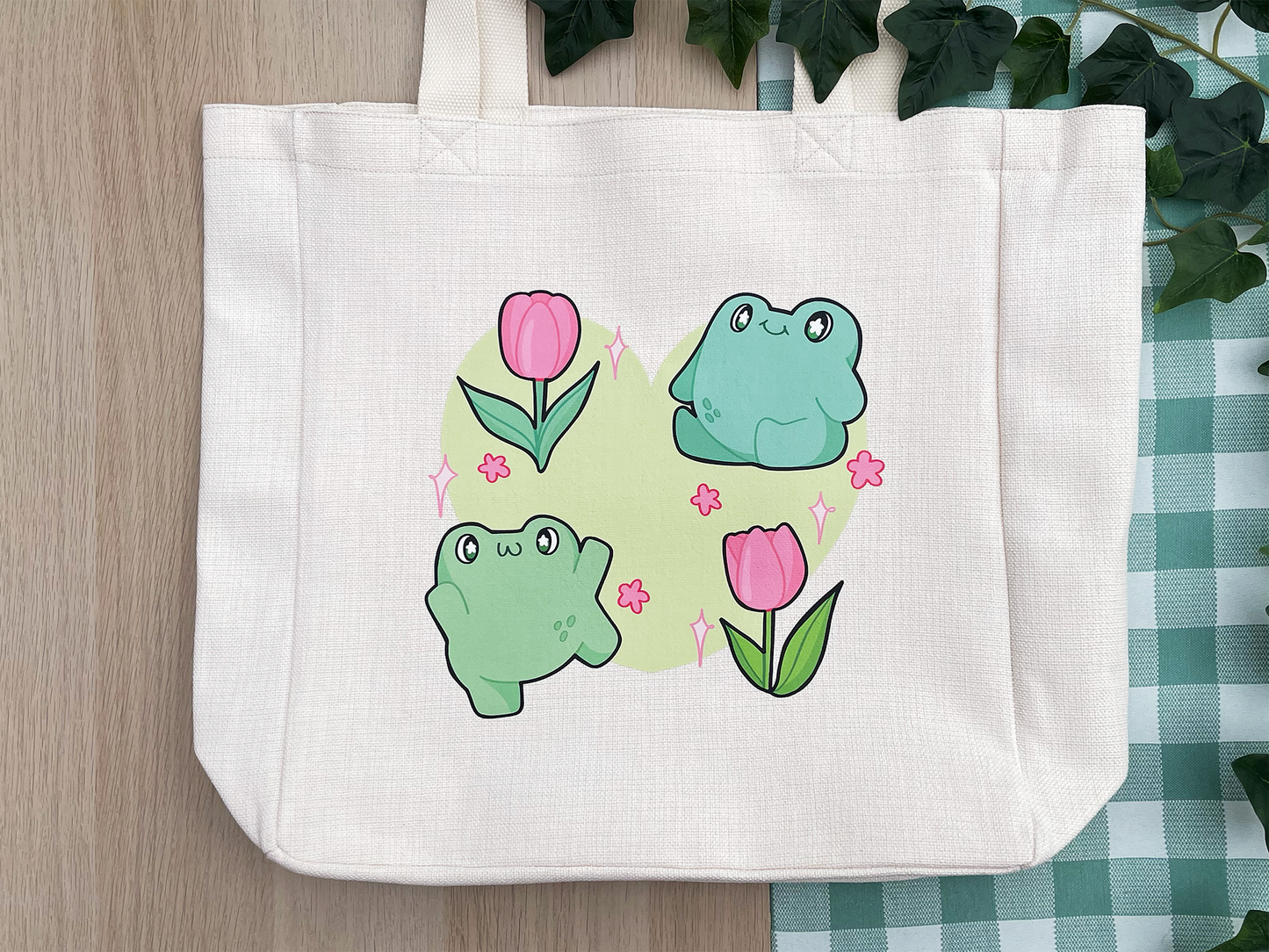 Tulip Frogs Tote Bag