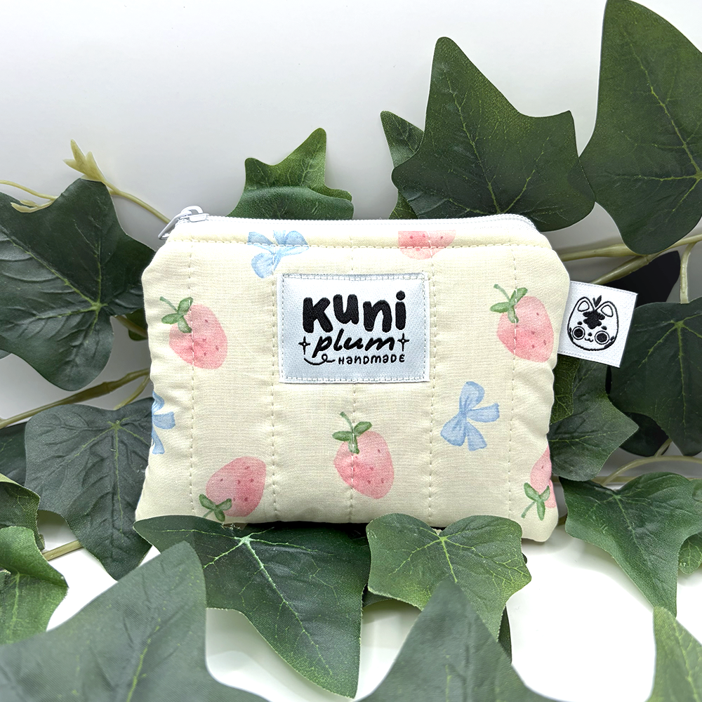 Strawberry Bows Quilted Pouch Wallet