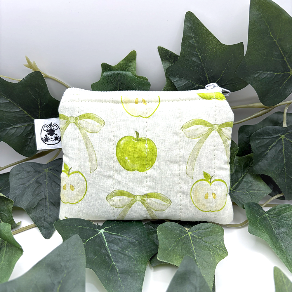 Apple Bow Quilted Pouch Wallet