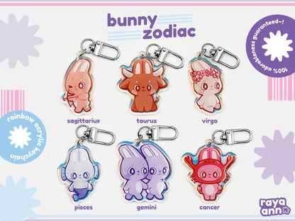 Bunny Zodiac | Rainbow Acrylic Keychain