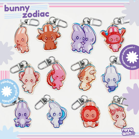 Bunny Zodiac | Rainbow Acrylic Keychain