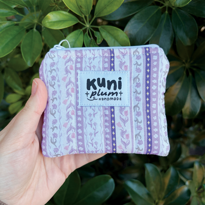 Purple Floral Quilted Pouch Wallet