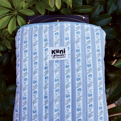 Large Blue Floral Quilted Book Sleeve