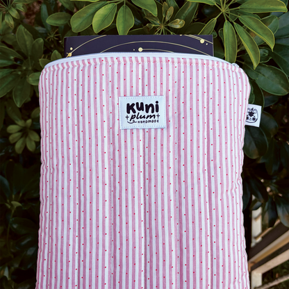 Large Pink Stripe Quilted Book Sleeve