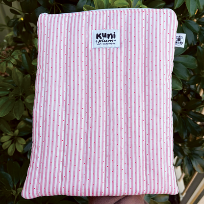 Large Pink Stripe Quilted Book Sleeve