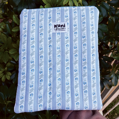 Large Blue Floral Quilted Book Sleeve