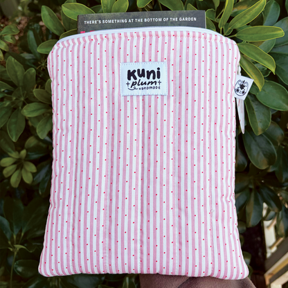 Small Pink Stripe Quilted Book Sleeve