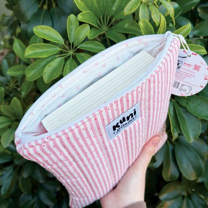 Small Pink Stripe Quilted Book Sleeve