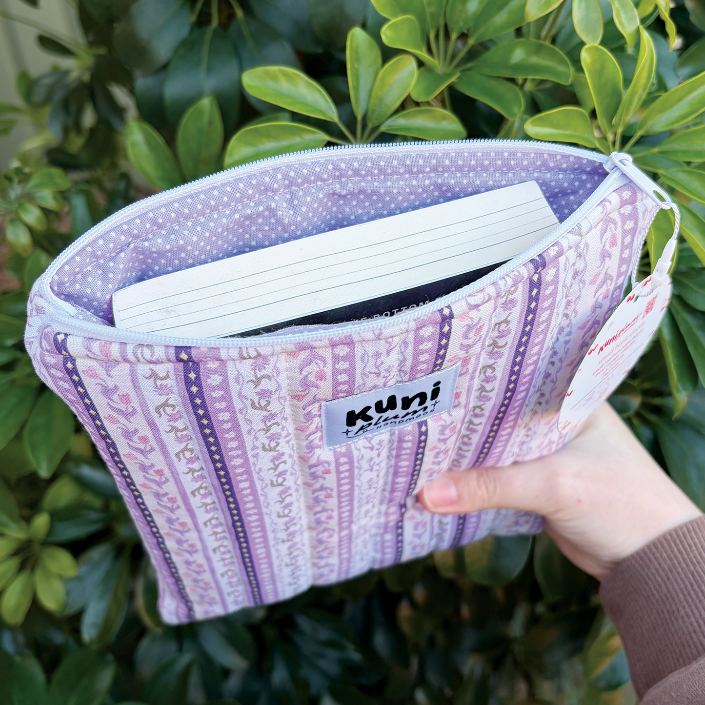 Small Purple Floral Quilted Book Sleeve