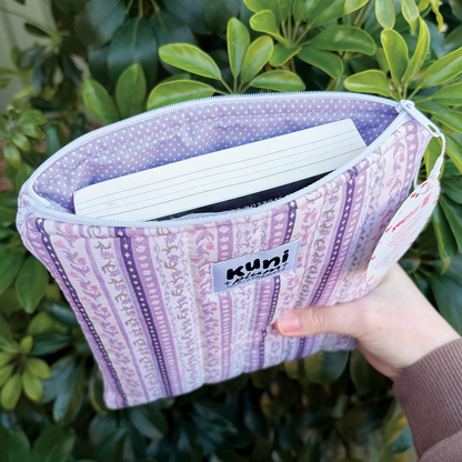 Small Purple Floral Quilted Book Sleeve