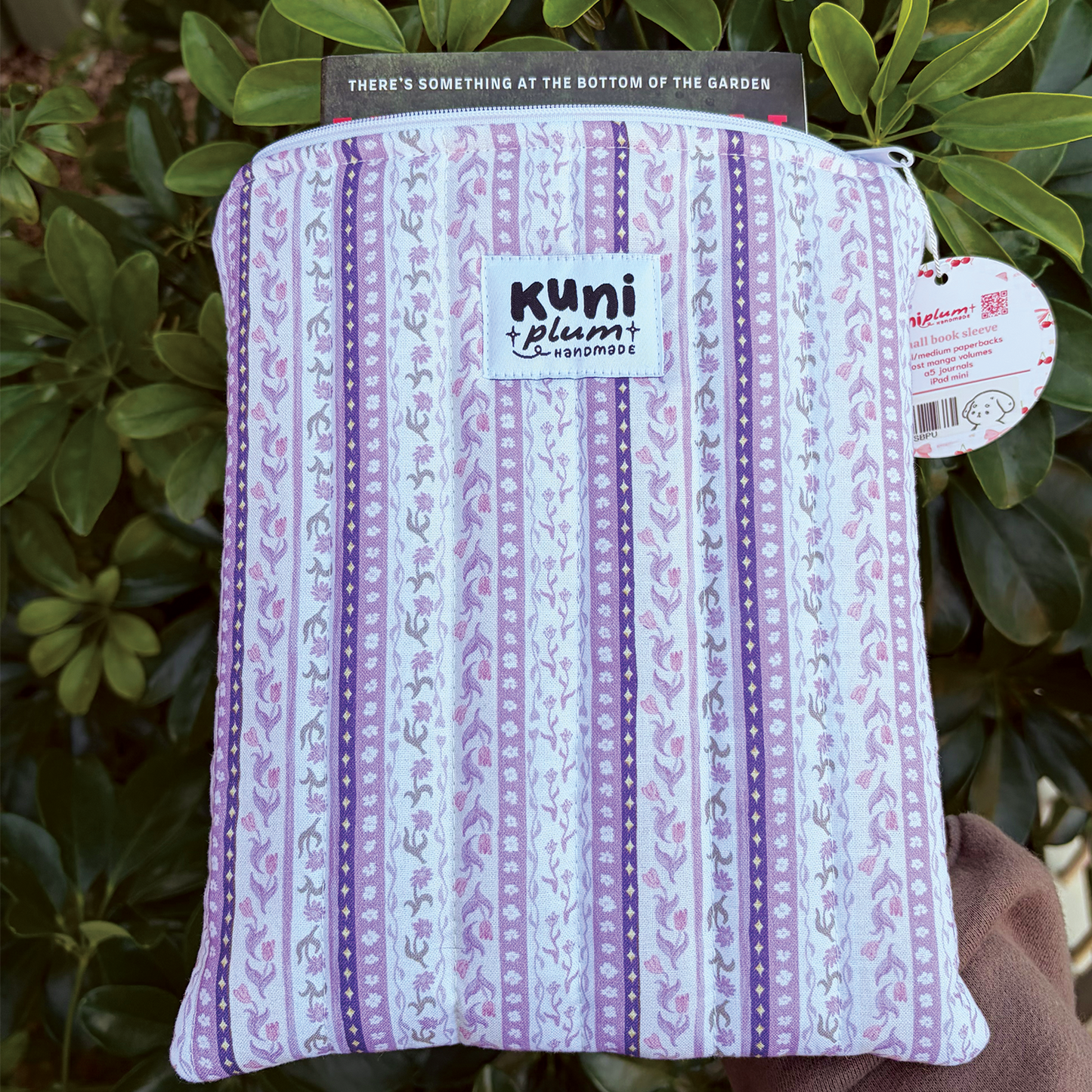 Small Purple Floral Quilted Book Sleeve