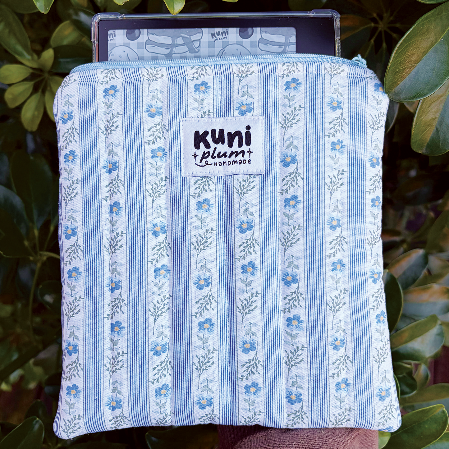 Blue Floral Quilted eReader Sleeve