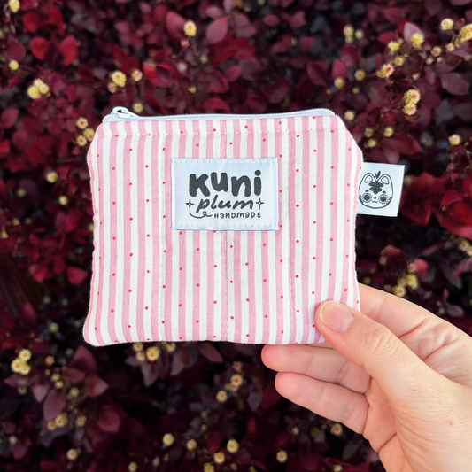 Pink Stripe Quilted Pouch Wallet