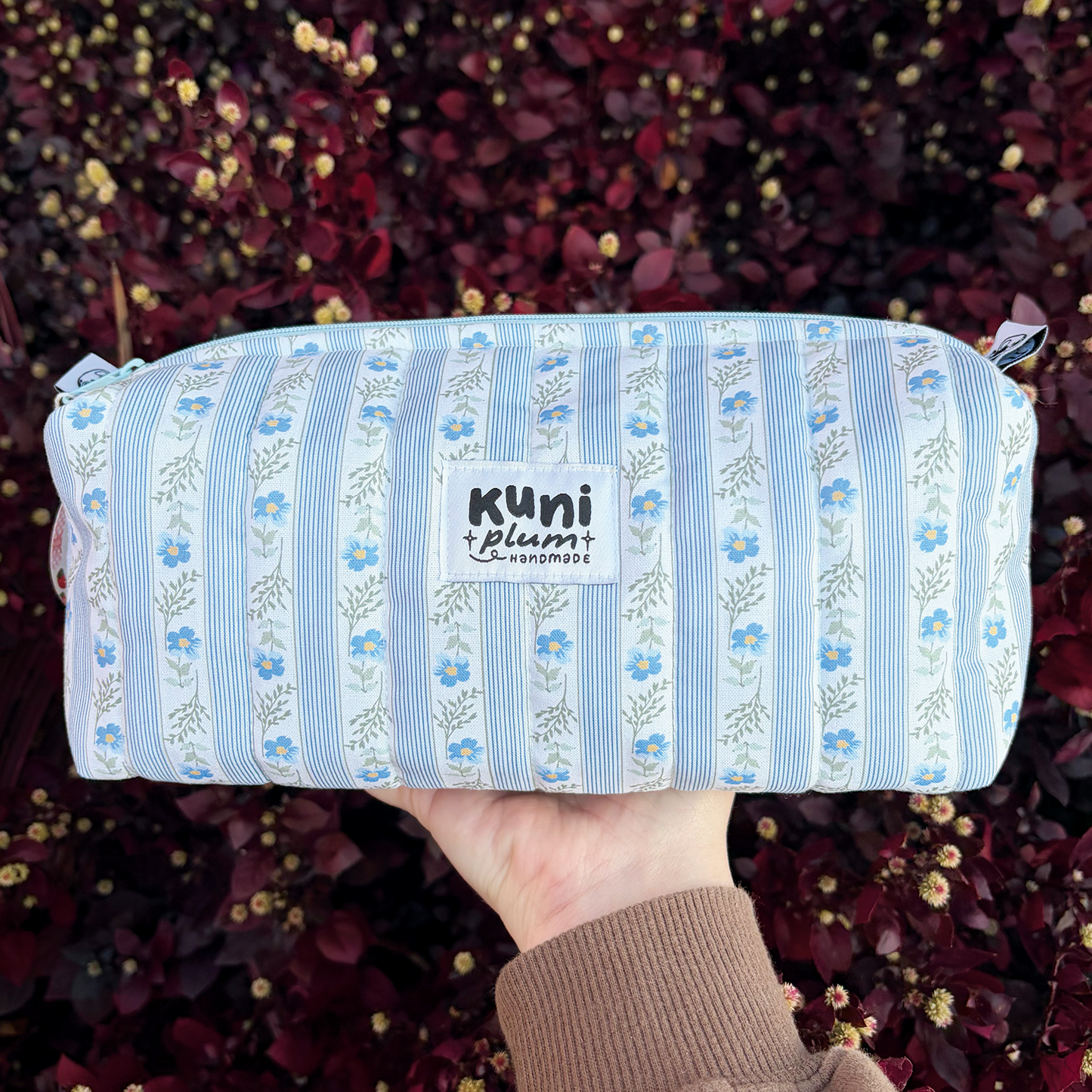 Blue Floral Boxy Pouch
