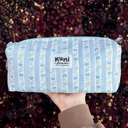 Blue Floral Boxy Pouch
