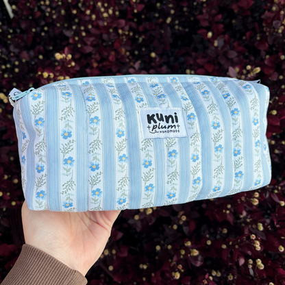 Blue Floral Boxy Pouch