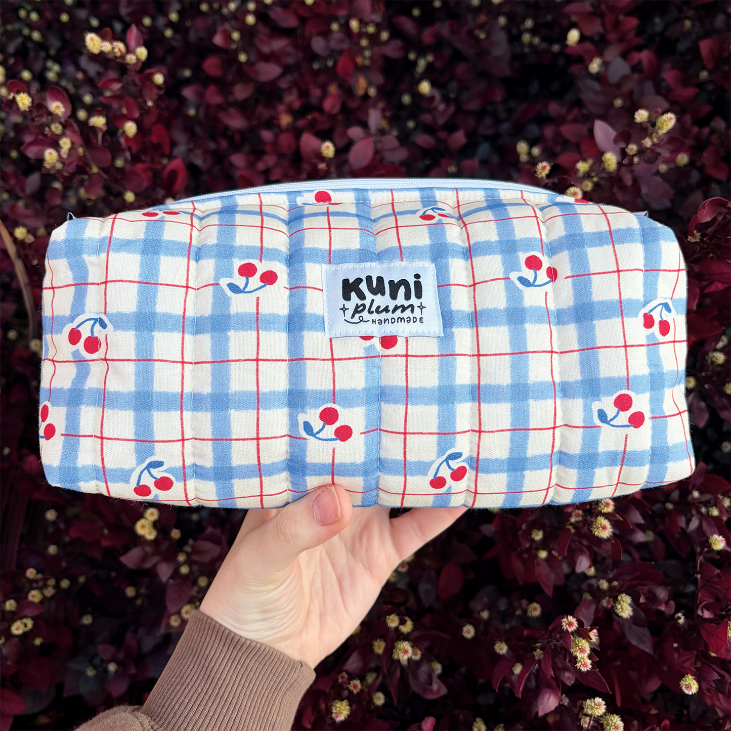 Blue Cherry Boxy Pouch