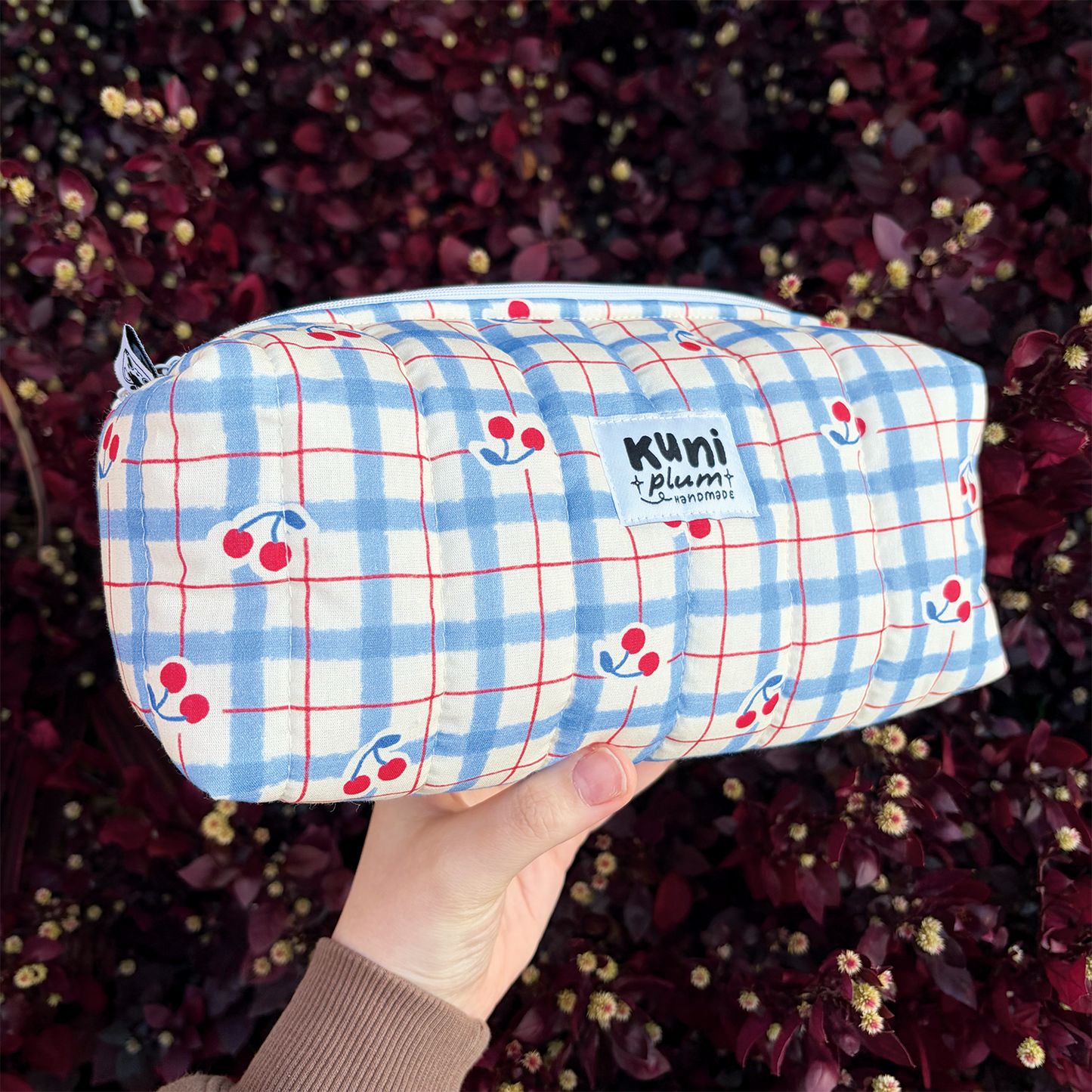 Blue Cherry Boxy Pouch