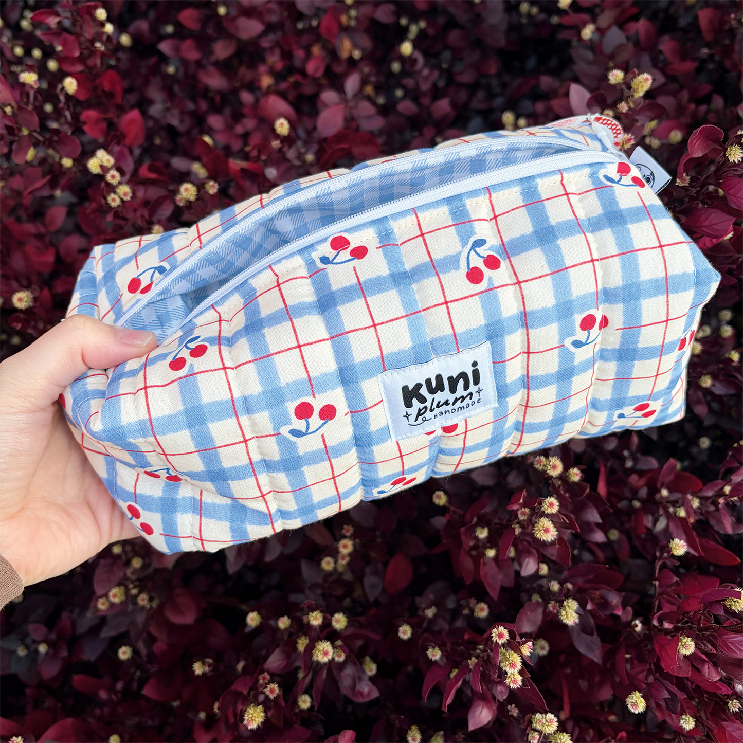 Blue Cherry Boxy Pouch