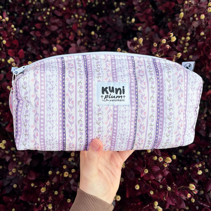 Purple Floral Boxy Pouch