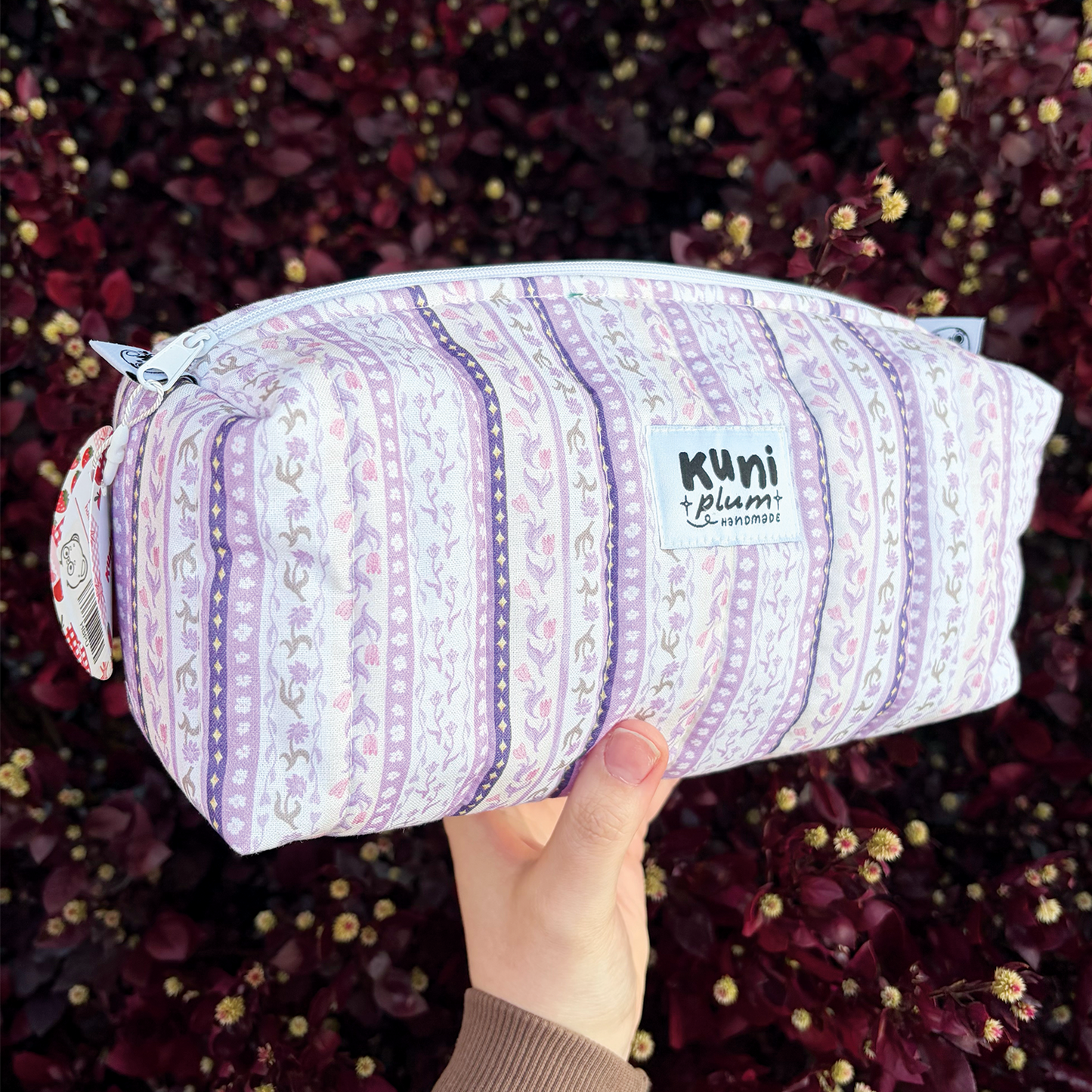 Purple Floral Boxy Pouch