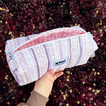 Purple Floral Boxy Pouch