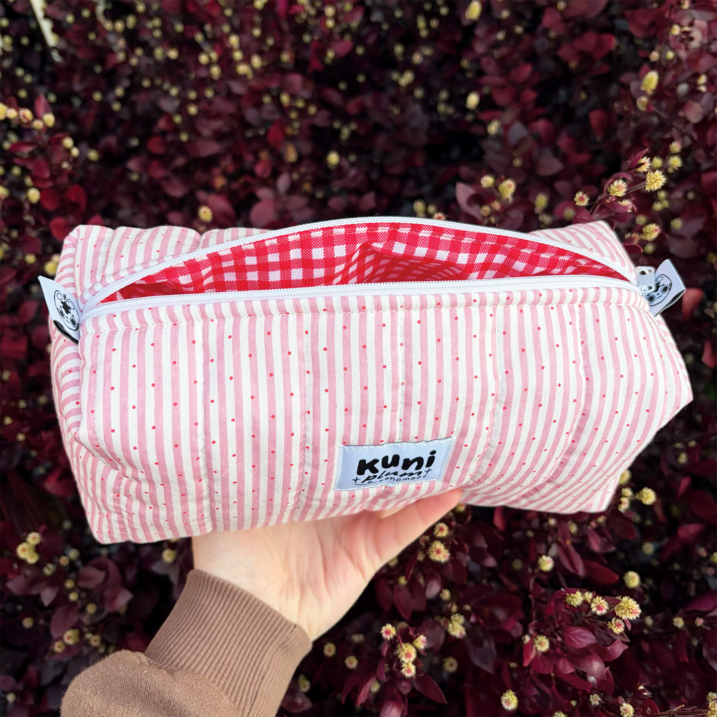 Pink Stripe Boxy Pouch