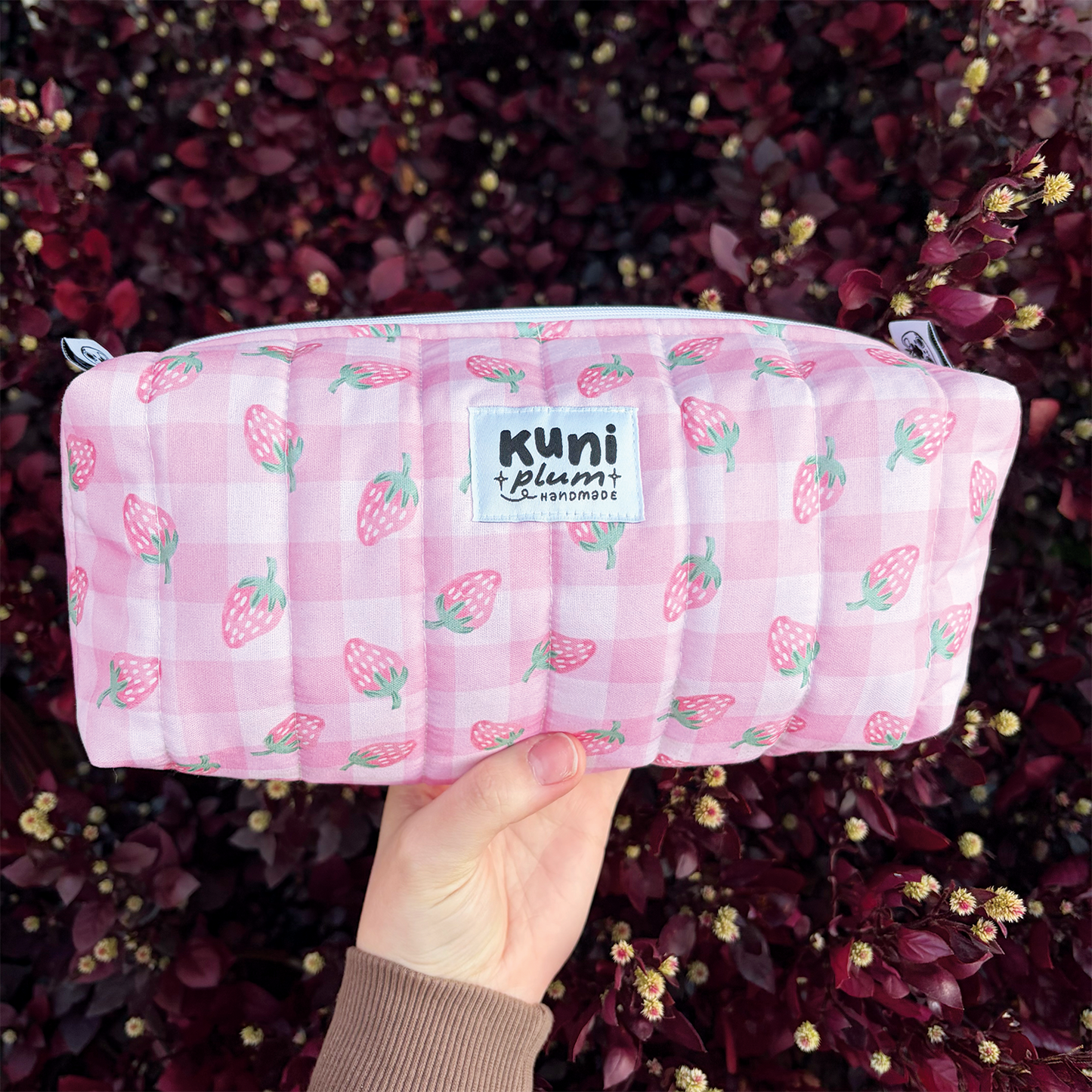 Strawberry Gingham Boxy Pouch