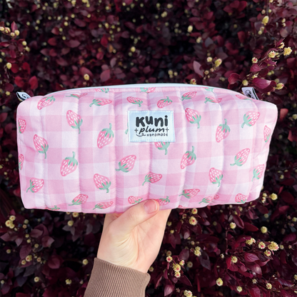 Strawberry Gingham Boxy Pouch