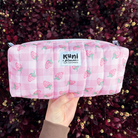Strawberry Gingham Boxy Pouch