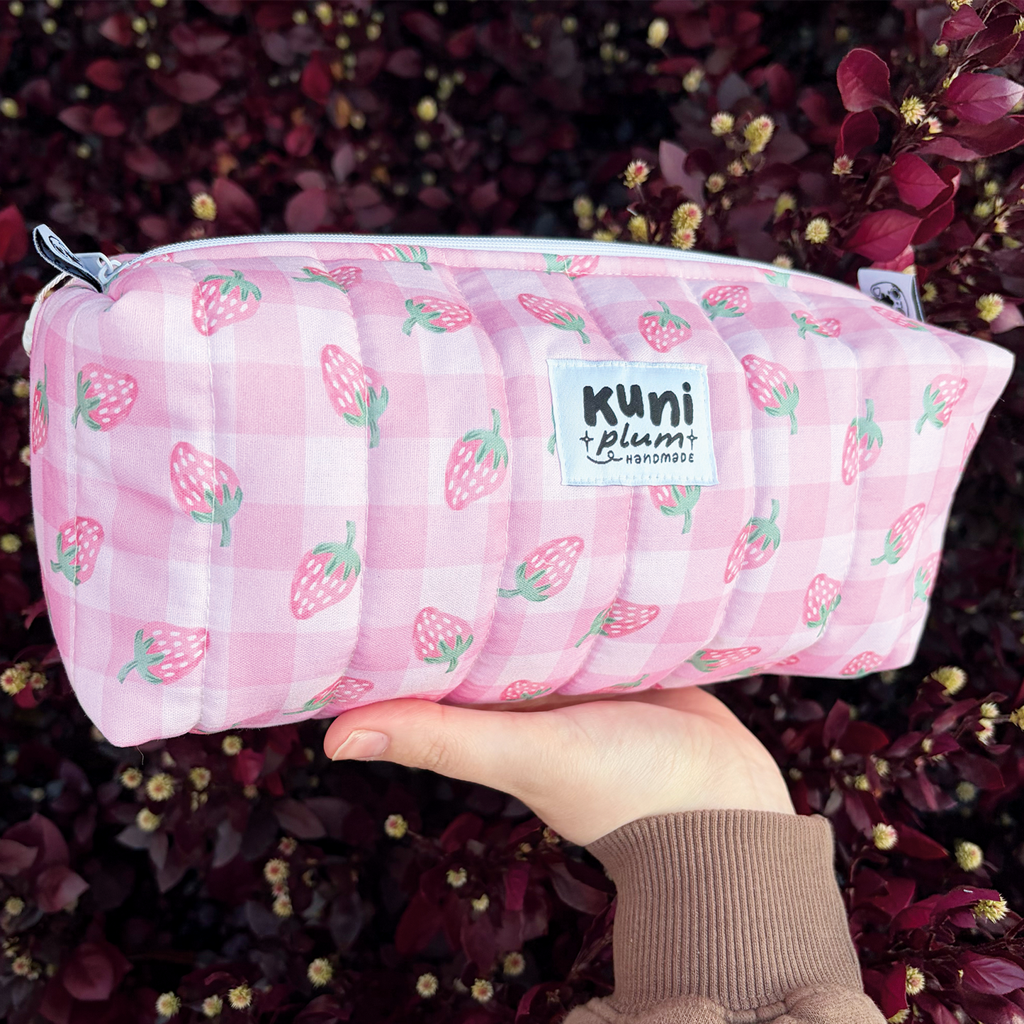 Strawberry Gingham Boxy Pouch