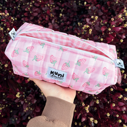 Strawberry Gingham Boxy Pouch