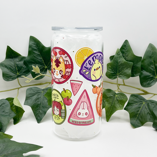 Fruit Stickers Glass Tumbler
