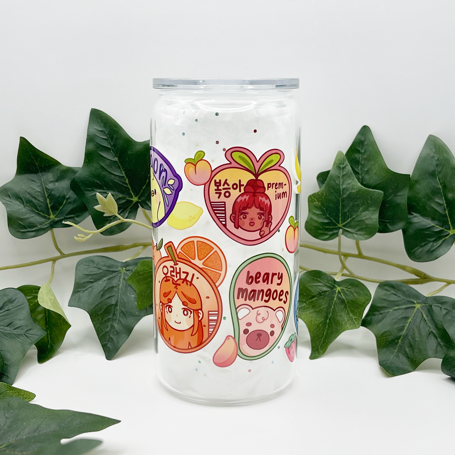 Fruit Stickers Glass Tumbler