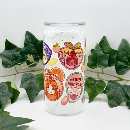 Fruit Stickers Glass Tumbler