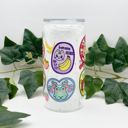 Fruit Stickers Glass Tumbler