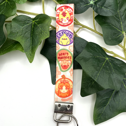 Fruit Stickers Lanyard Keychain