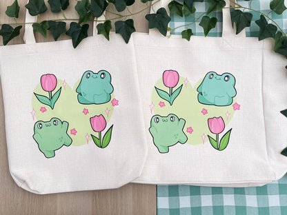 Tulip Frogs Tote Bag
