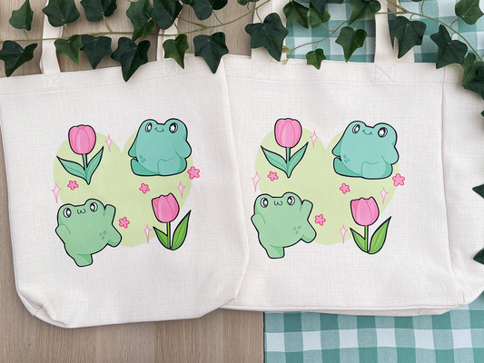 Tulip Frogs Tote Bag