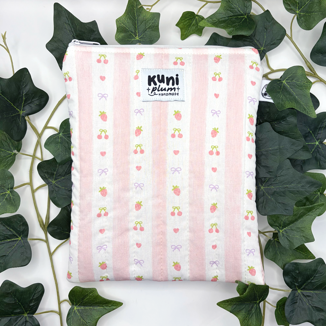 Small Fruit Stripes Quilted Book Sleeve