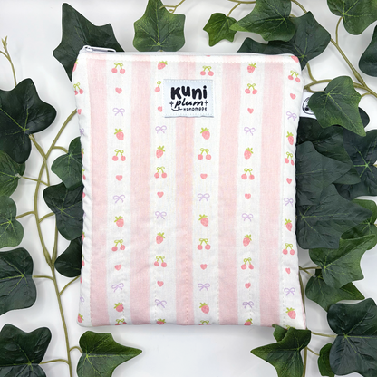 Small Fruit Stripes Quilted Book Sleeve