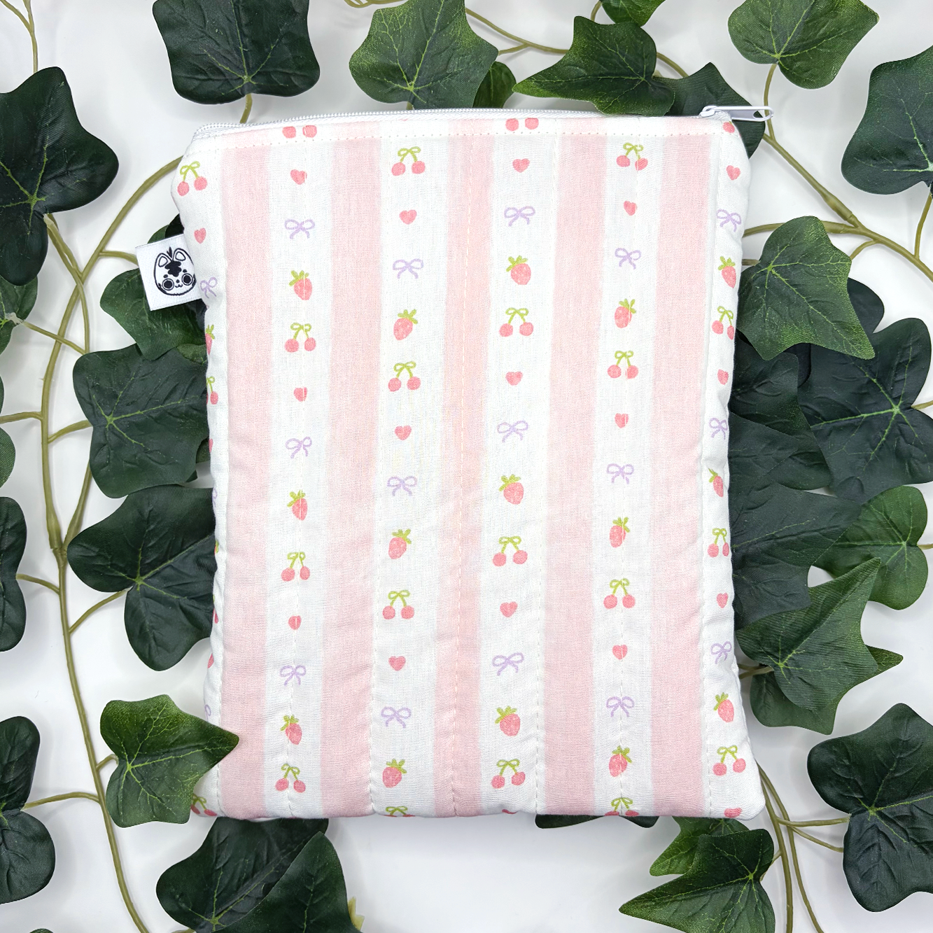 Small Fruit Stripes Quilted Book Sleeve