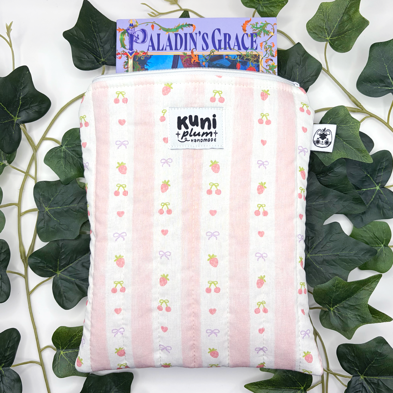 Small Fruit Stripes Quilted Book Sleeve